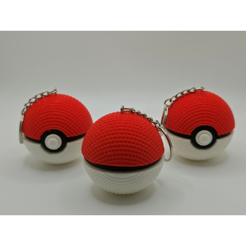 3D-Printed Pokéball Textured Keychains 3-Pack - Picture 2 of 2
